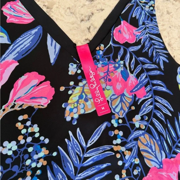 Lilly Pulitzer multi seaside carnival sleeveless blouse reversible/ black - Picture 3 of 4